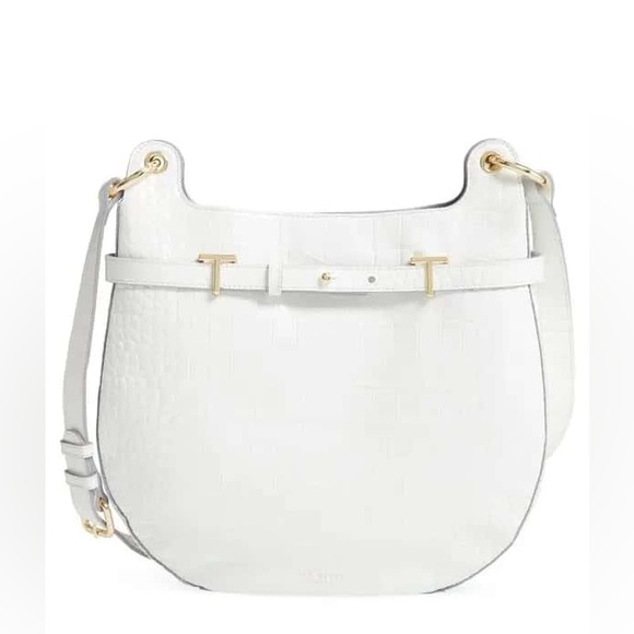 Ted Baker Handbags - TED BAKER LONDON Hillier Exotic Croc Embossed Leather Hobo Bag Ivory
